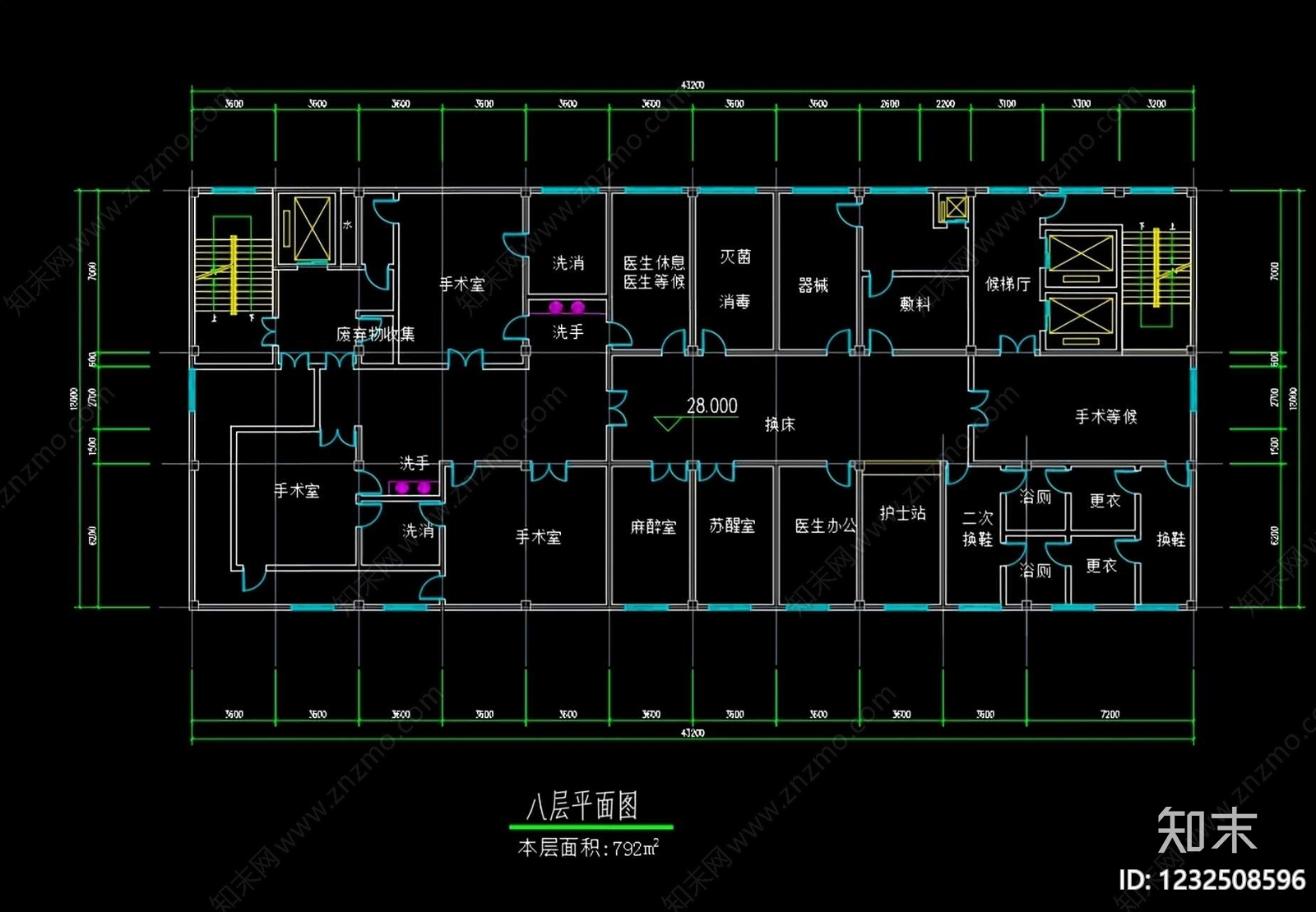 医院建筑cad施工图下载【ID:1232508596】