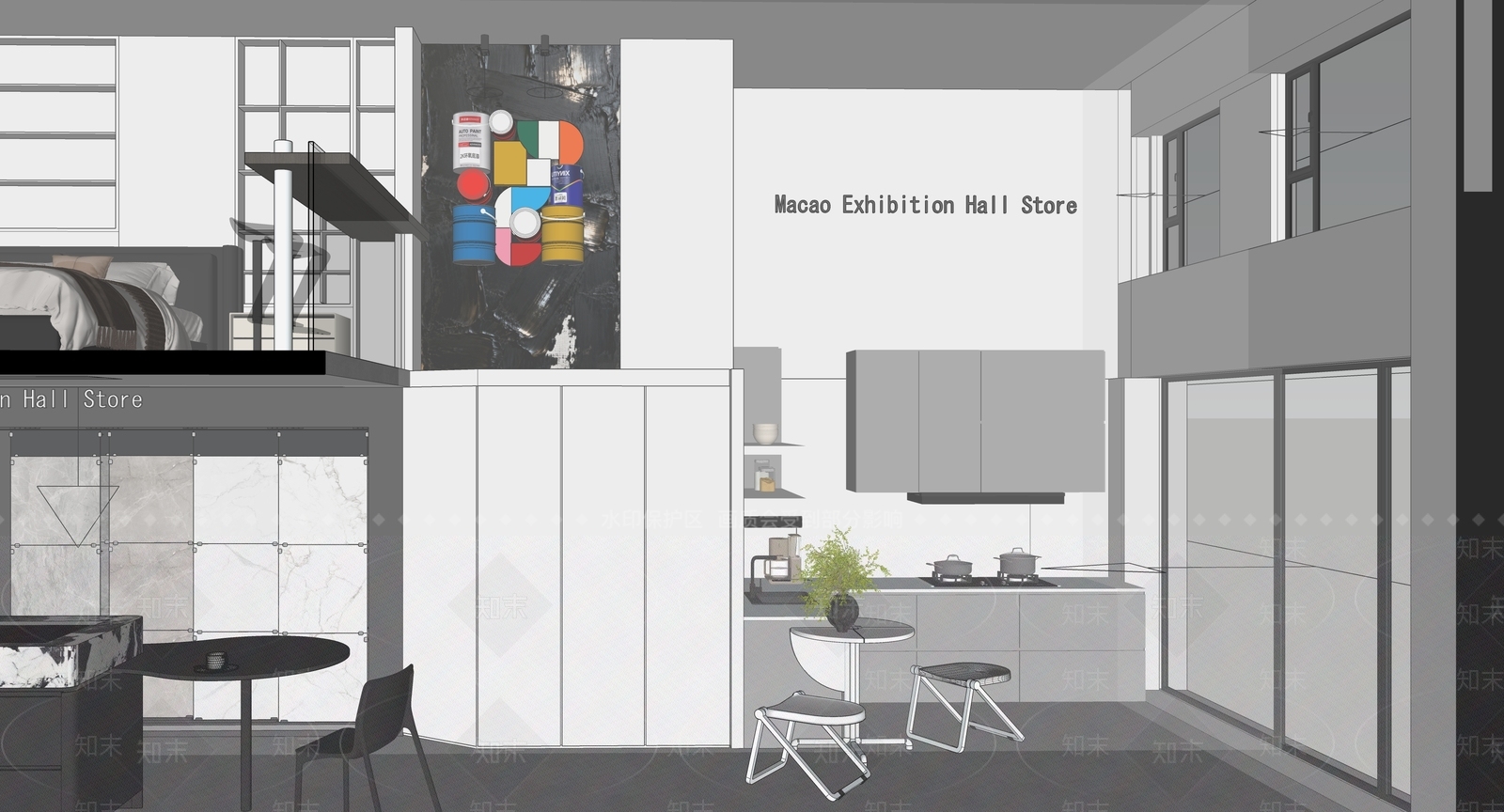 现代简约材料展厅SU模型下载【ID:1232509455】