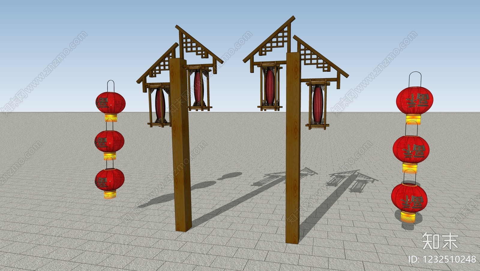 新中式景观景观灯SU模型下载【ID:1232510248】