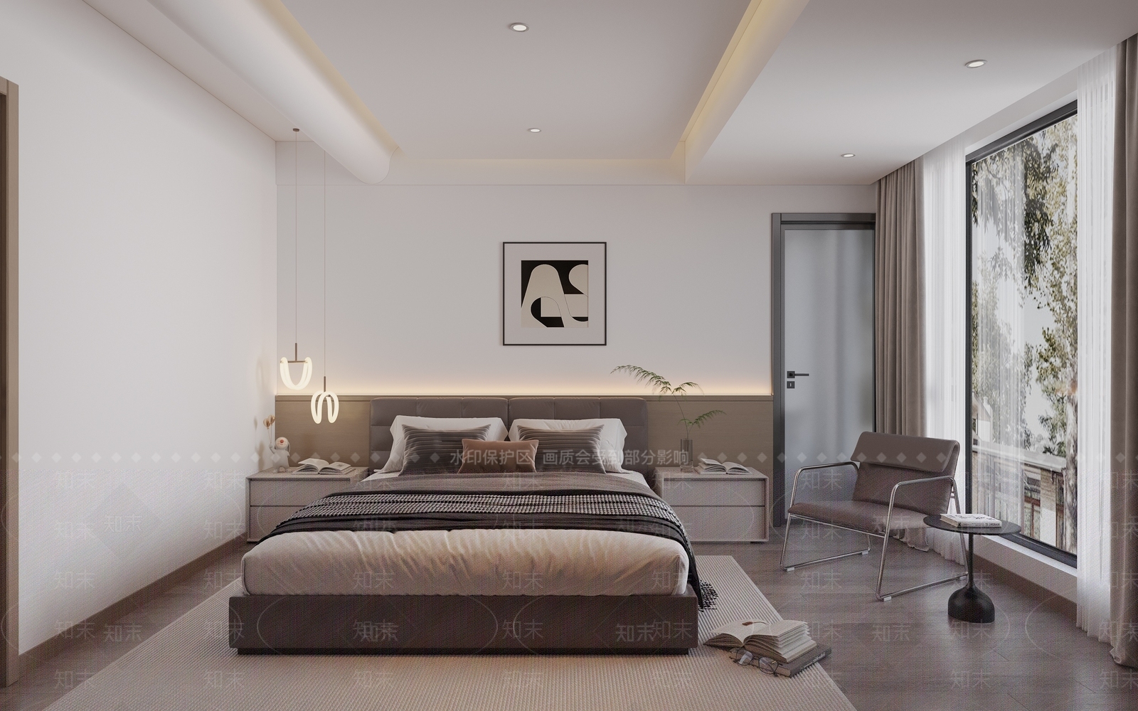 现代简约主卧3D模型下载【ID:1232513986】