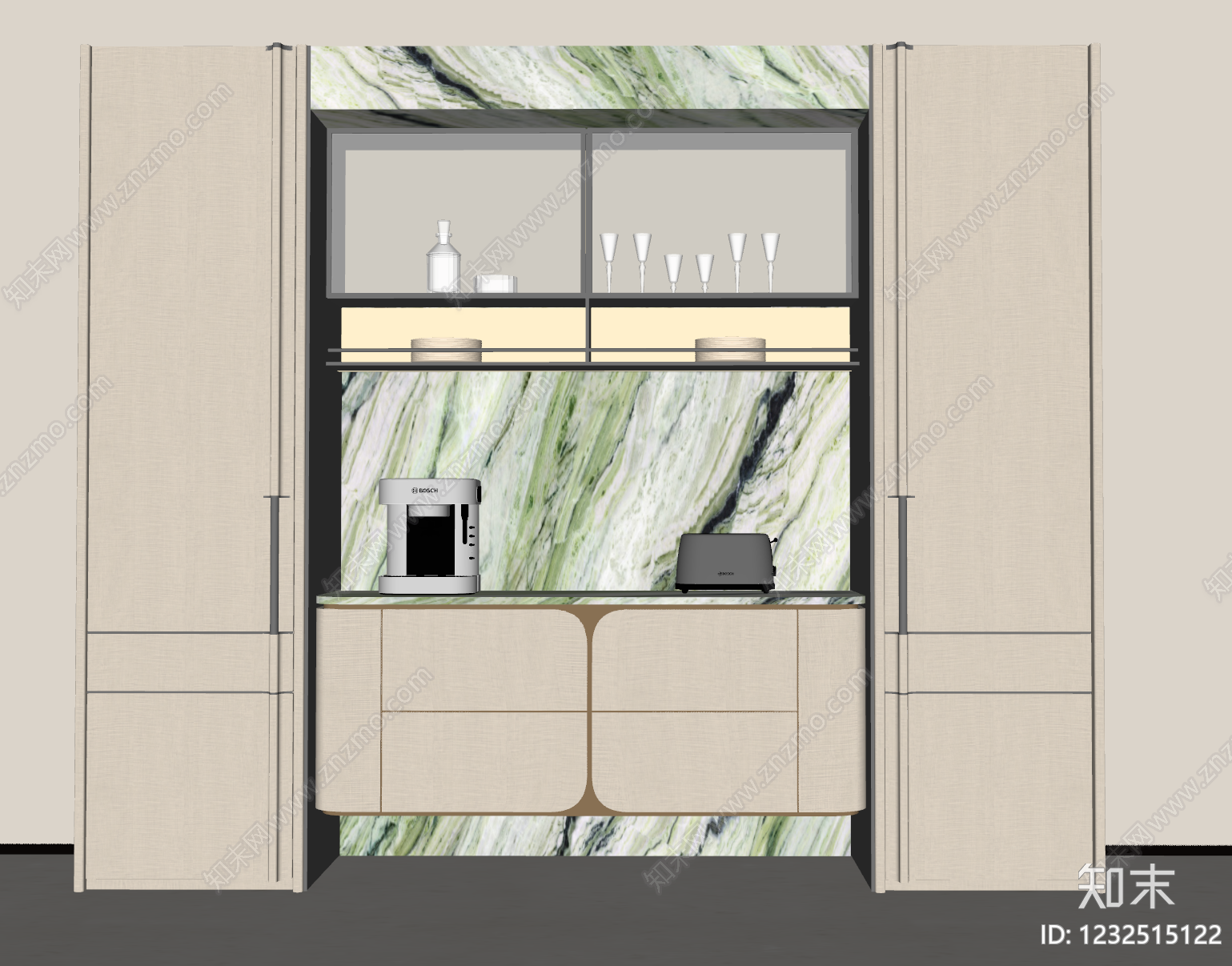 意式极简餐边柜SU模型下载【ID:1232515122】