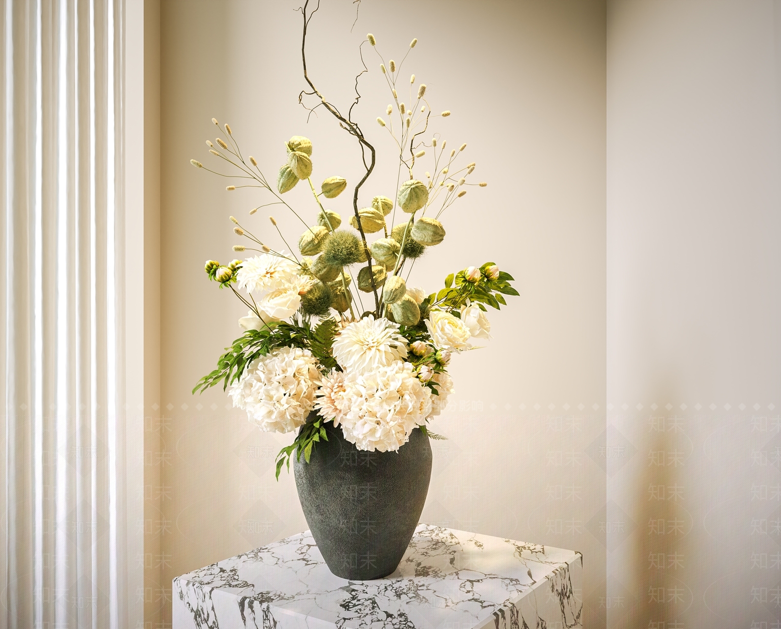 奶油风花境3D模型下载【ID:1232516654】