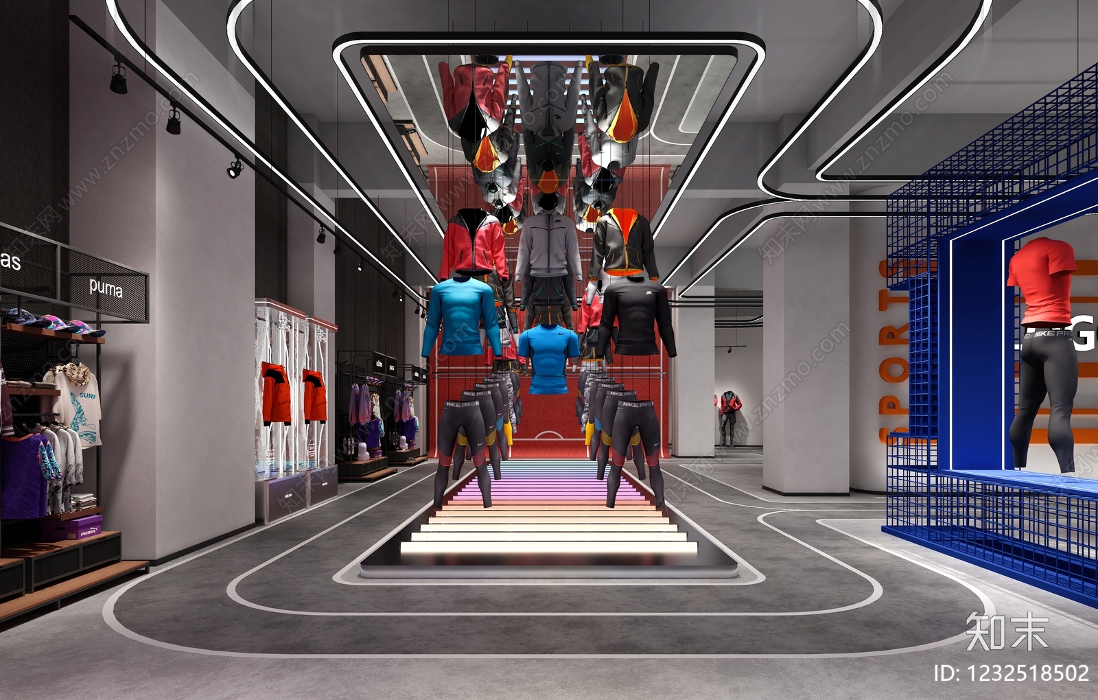 现代服装展厅3D模型渲染效果图