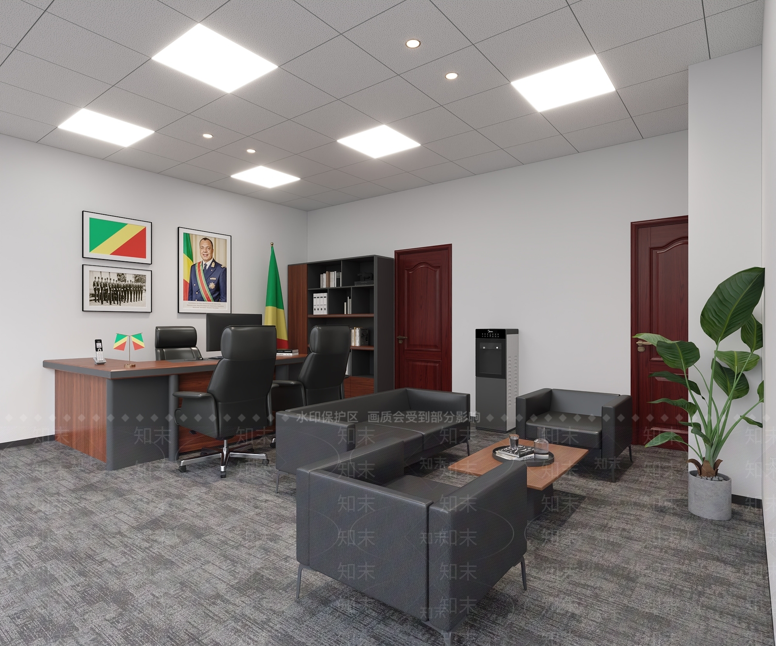 现代简约办公室3D模型下载【ID:1232518908】