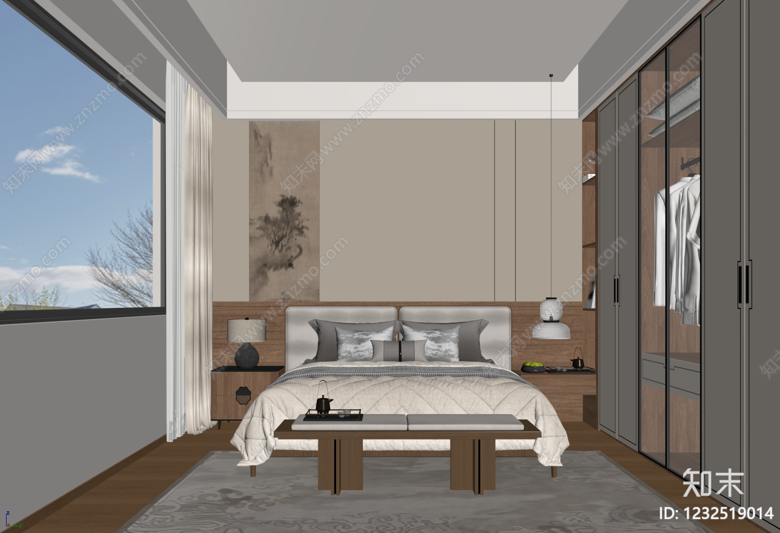 新中式宋式卧室3D模型下载【ID:1232519014】