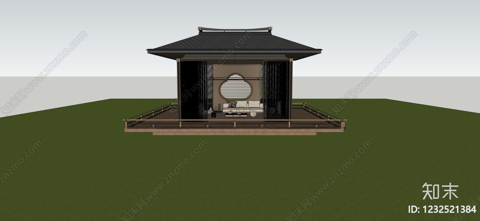 新中式亭子SU模型下载【ID:1232521384】