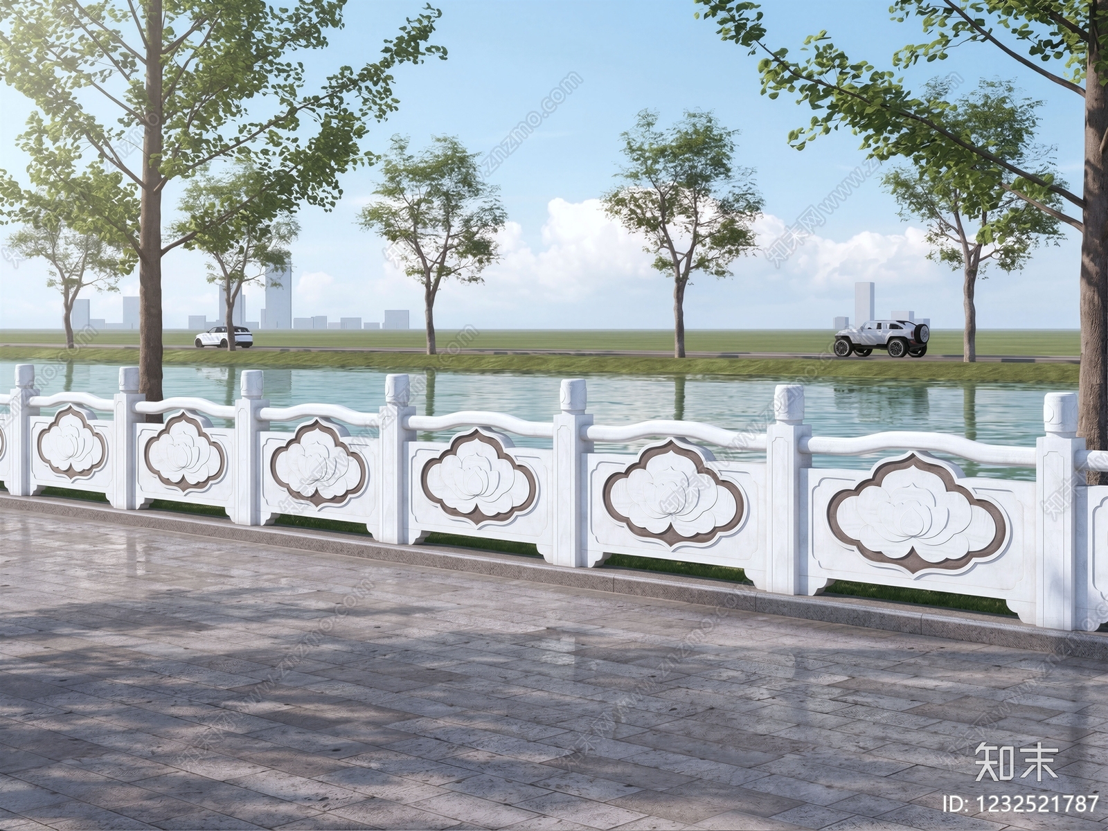 新中式景观景观围栏SU模型下载【ID:1232521787】