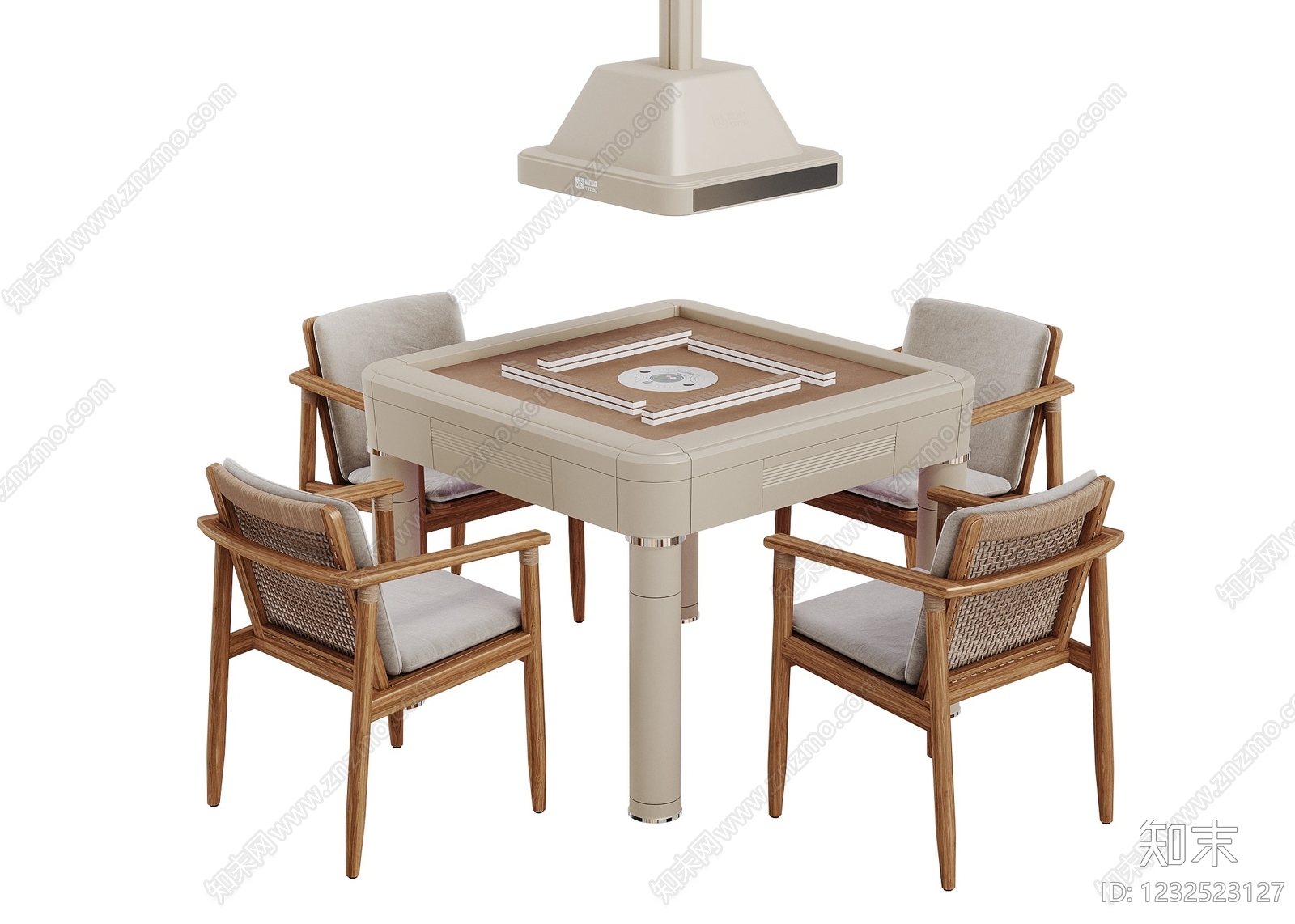 原木风麻将桌3D模型下载【ID:1232523127】