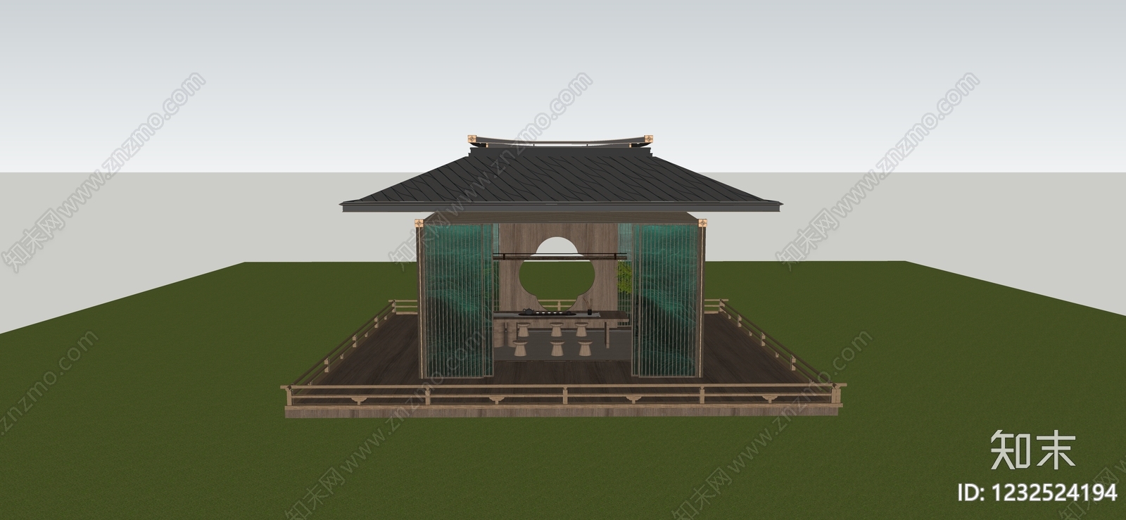 新中式亭子SU模型下载【ID:1232524194】