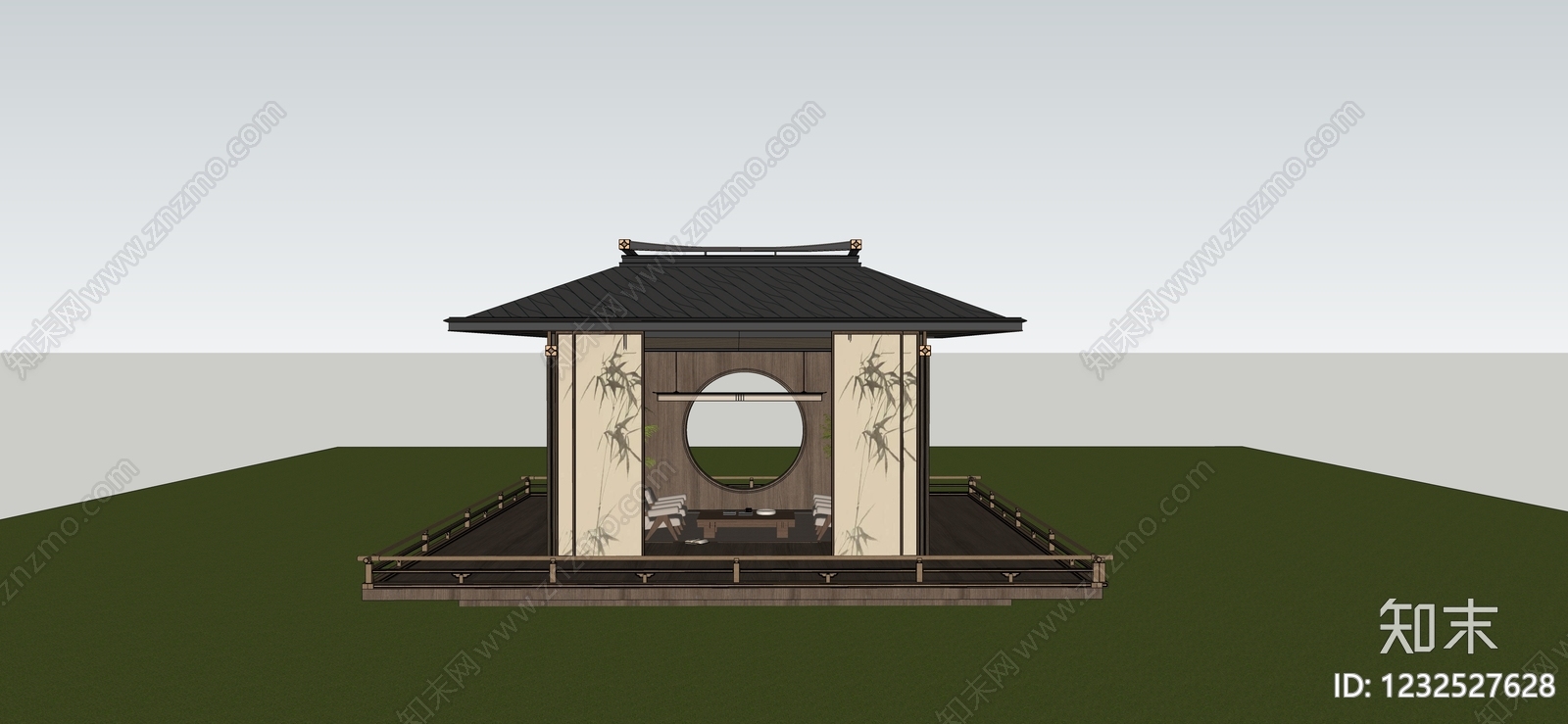 新中式亭子SU模型下载【ID:1232527628】