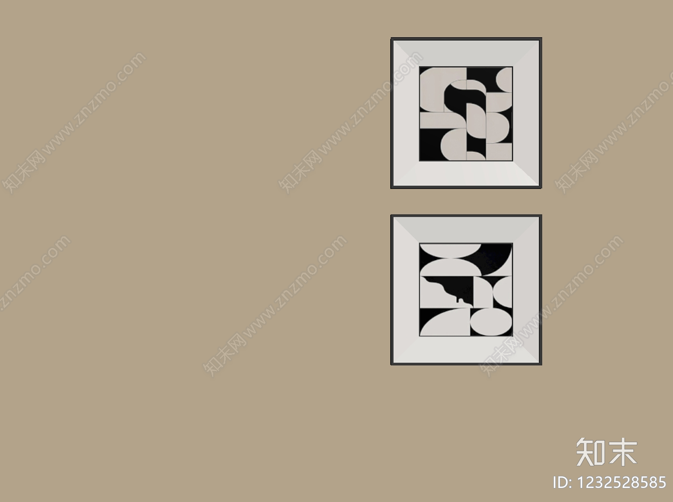 极简挂画组合SU模型下载【ID:1232528585】