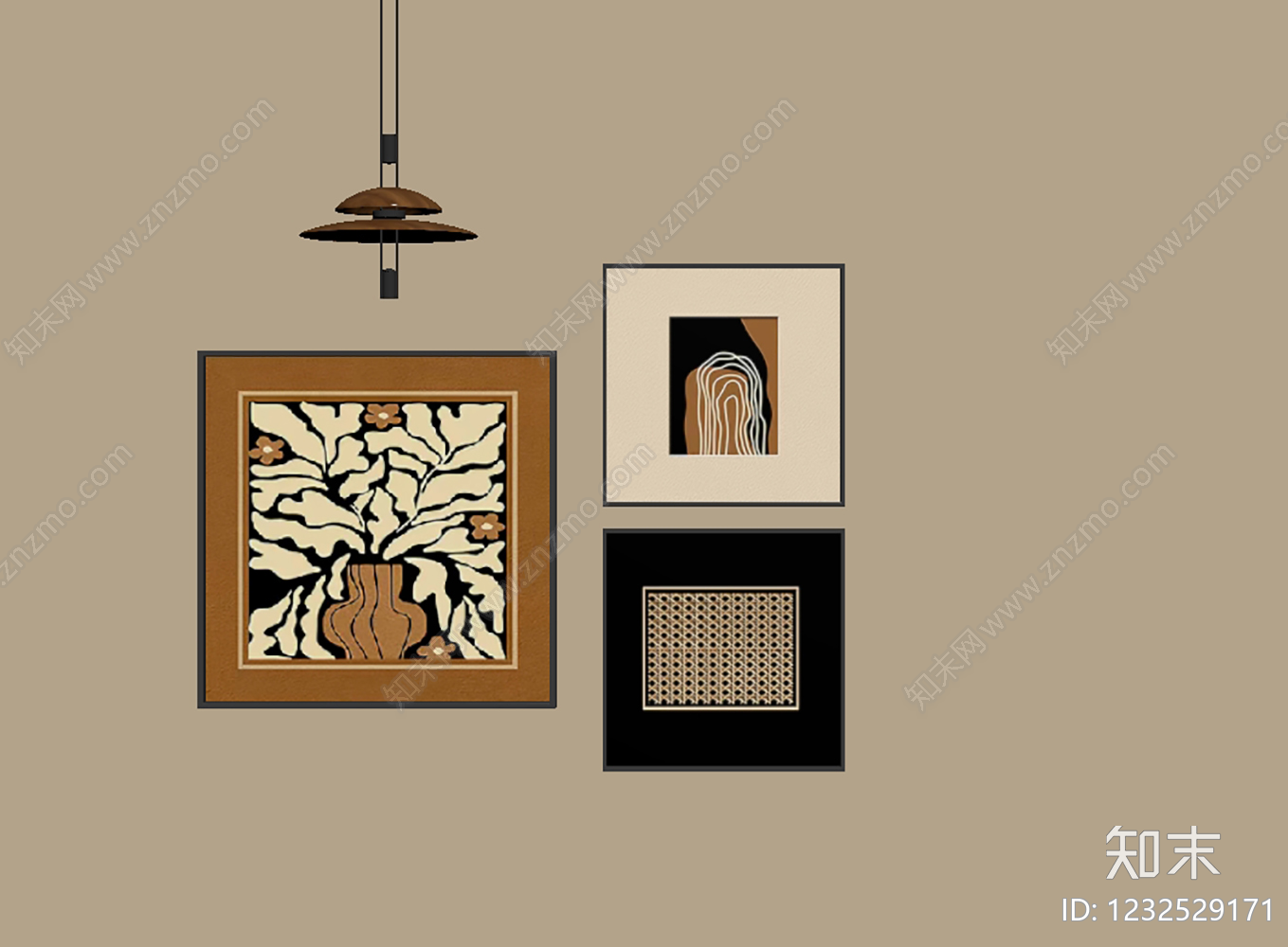 中古风挂画组合SU模型下载【ID:1232529171】