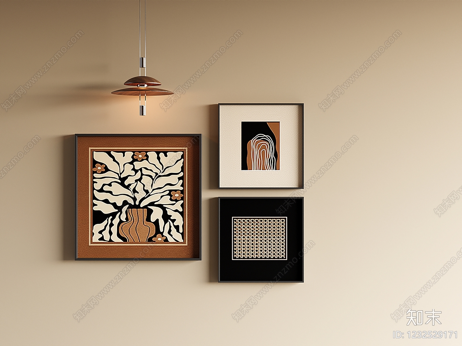中古风挂画组合SU模型下载【ID:1232529171】