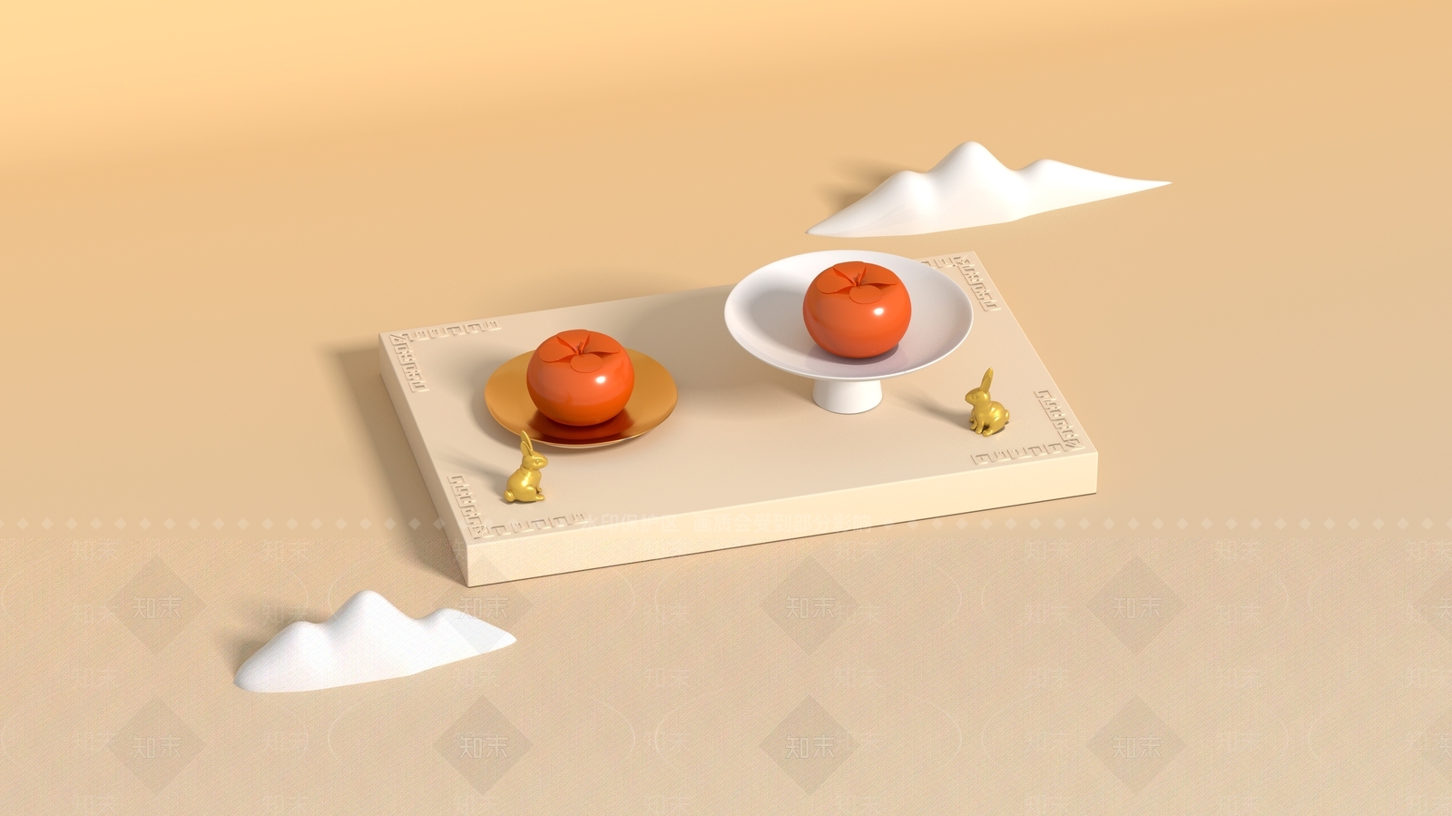 新中式摆件组合3D模型渲染效果图