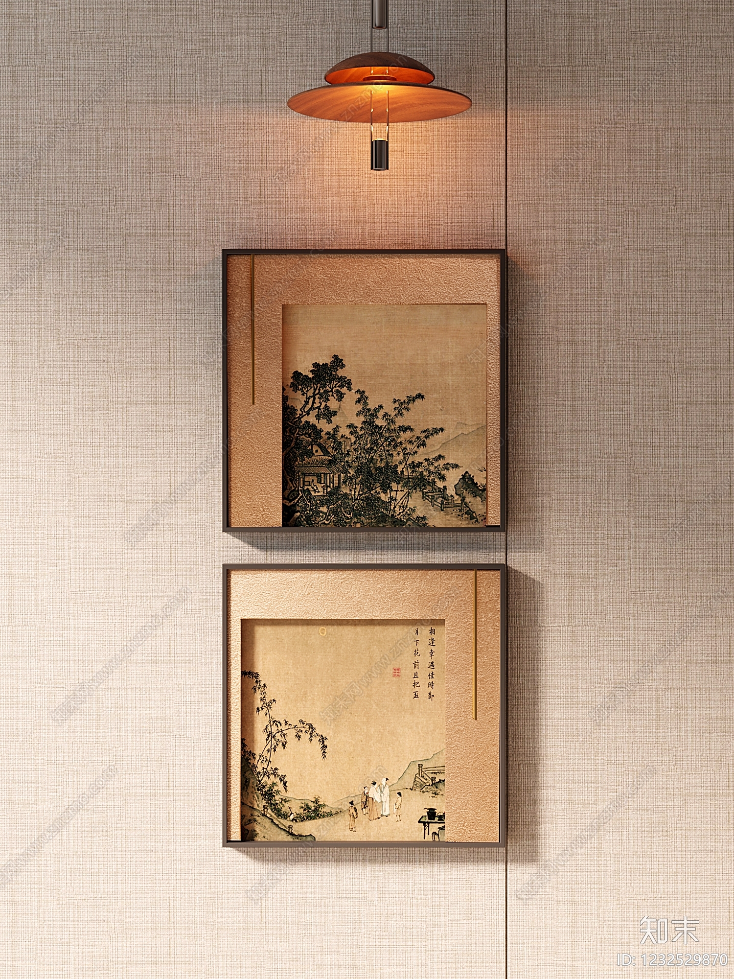 新中式挂画组合SU模型下载【ID:1232529870】