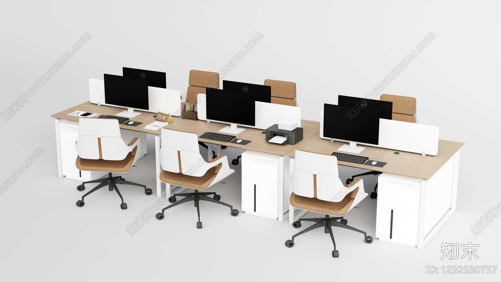 现代简约办公桌3D模型渲染效果图