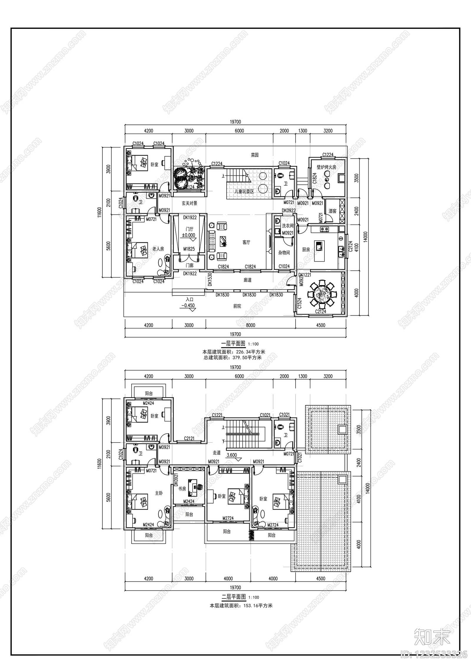 别墅建筑cad施工图下载【ID:1232533326】