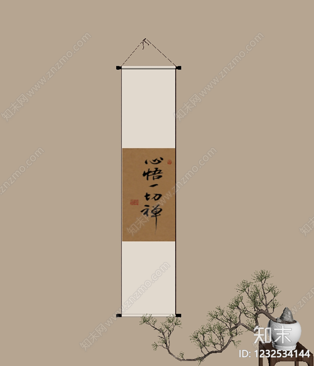 侘寂挂画SU模型下载【ID:1232534144】