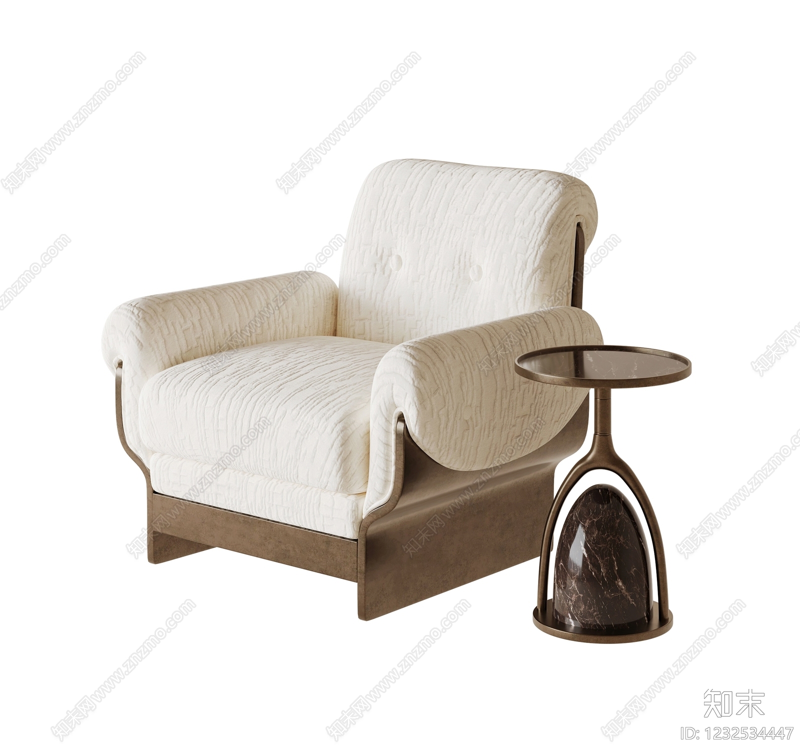 轻奢单人沙发SU模型下载【ID:1232534447】