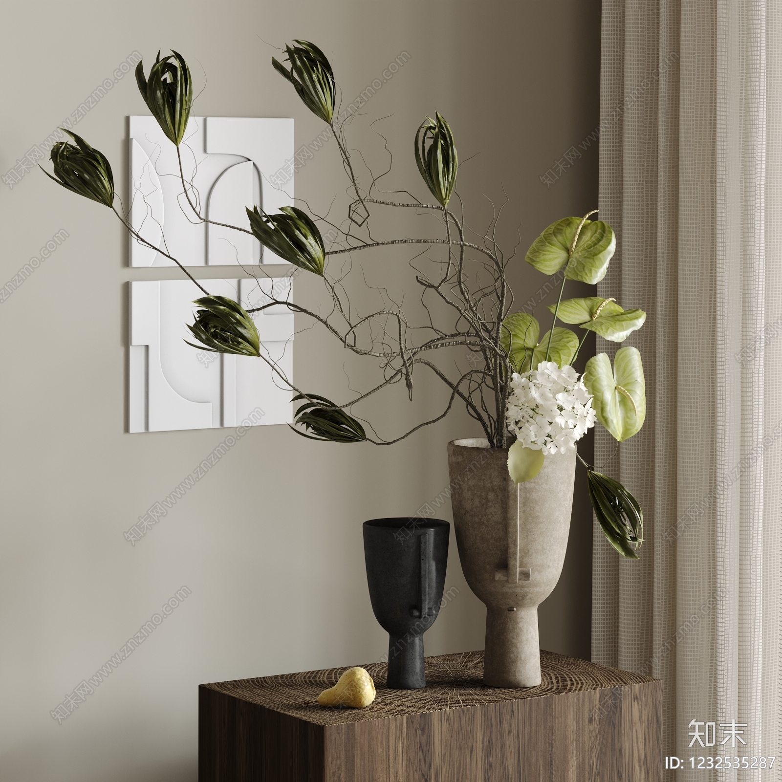 侘寂花艺SU模型下载【ID:1232535287】
