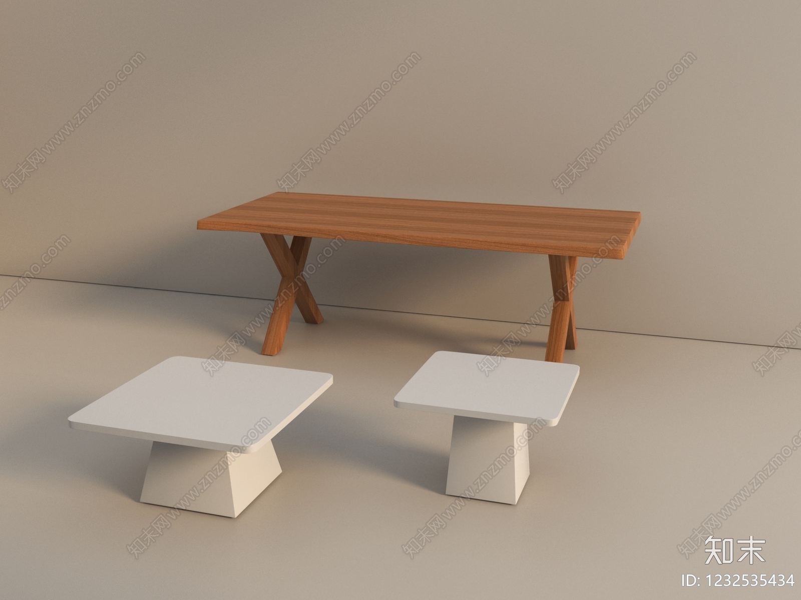 北欧茶几3D模型渲染效果图