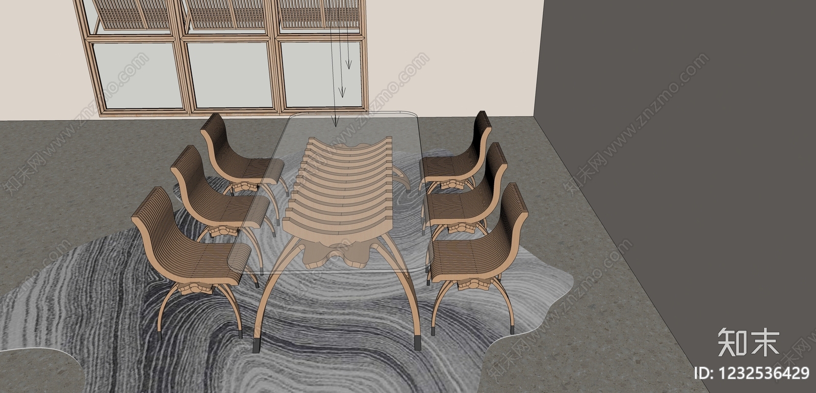 原木风餐桌椅SU模型下载【ID:1232536429】