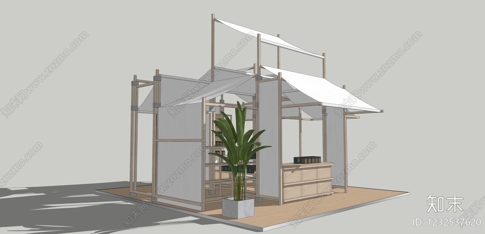 新中式文创展台SU模型下载【ID:1232537620】