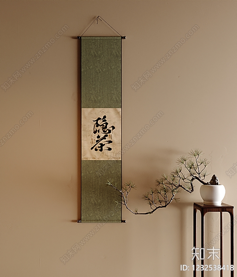新中式字画SU模型下载【ID:1232538418】