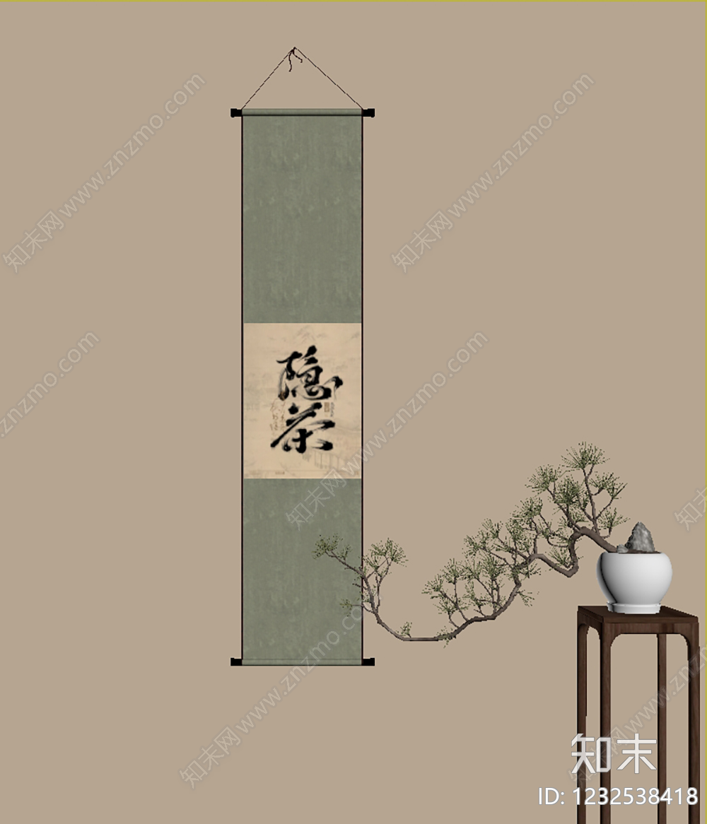 新中式字画SU模型下载【ID:1232538418】