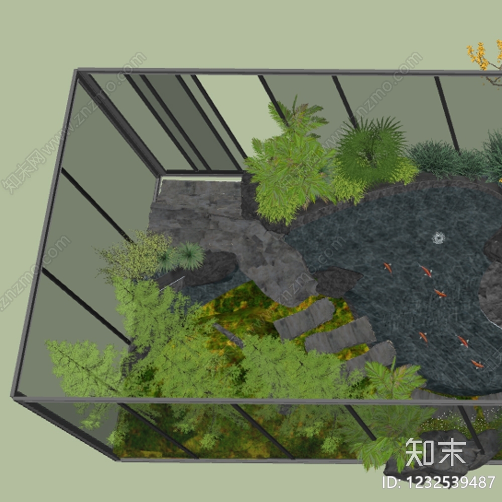 新中式景观办公园区景观SU模型下载【ID:1232539487】