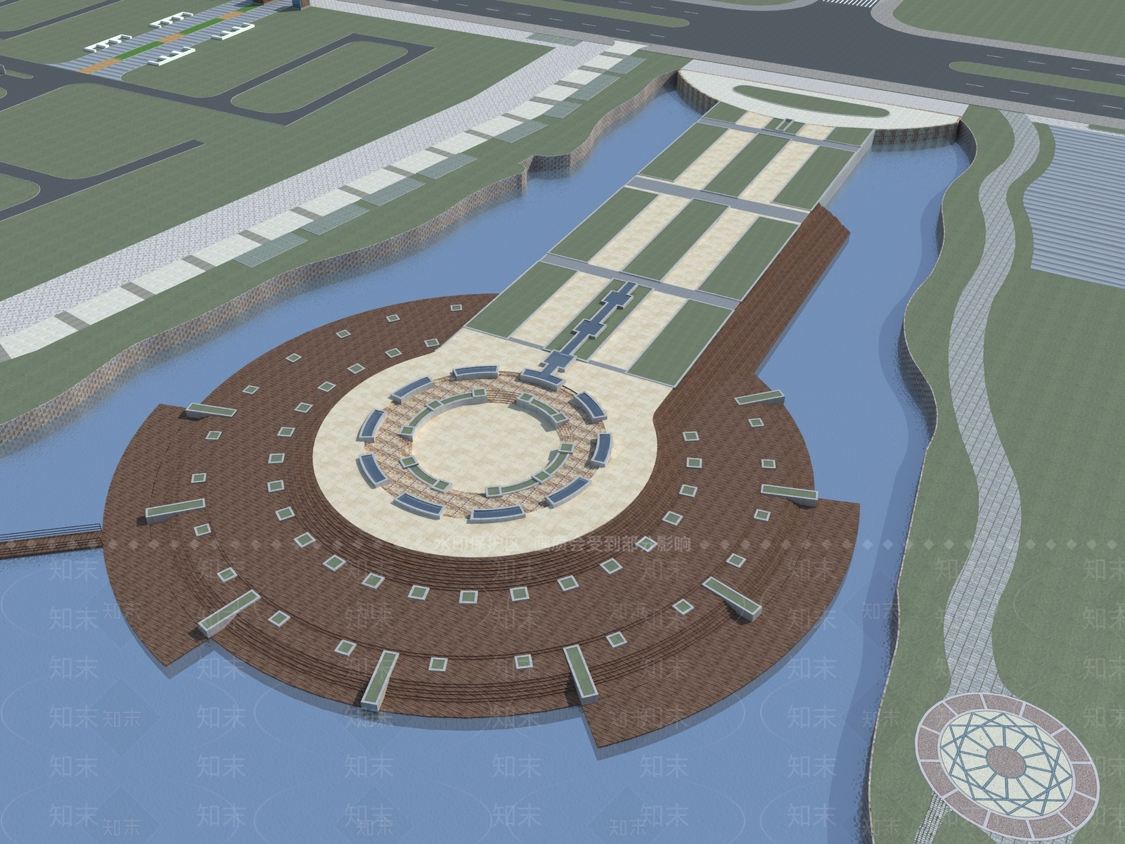 现代主义滨水景观3D模型下载【ID:1232540582】
