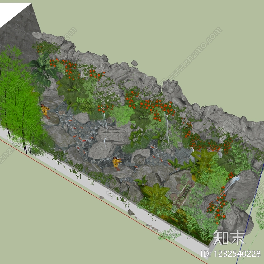 传统园林假山SU模型下载【ID:1232540228】