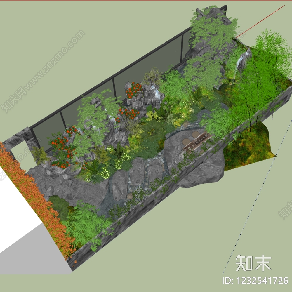 新中式景观假山SU模型下载【ID:1232541726】