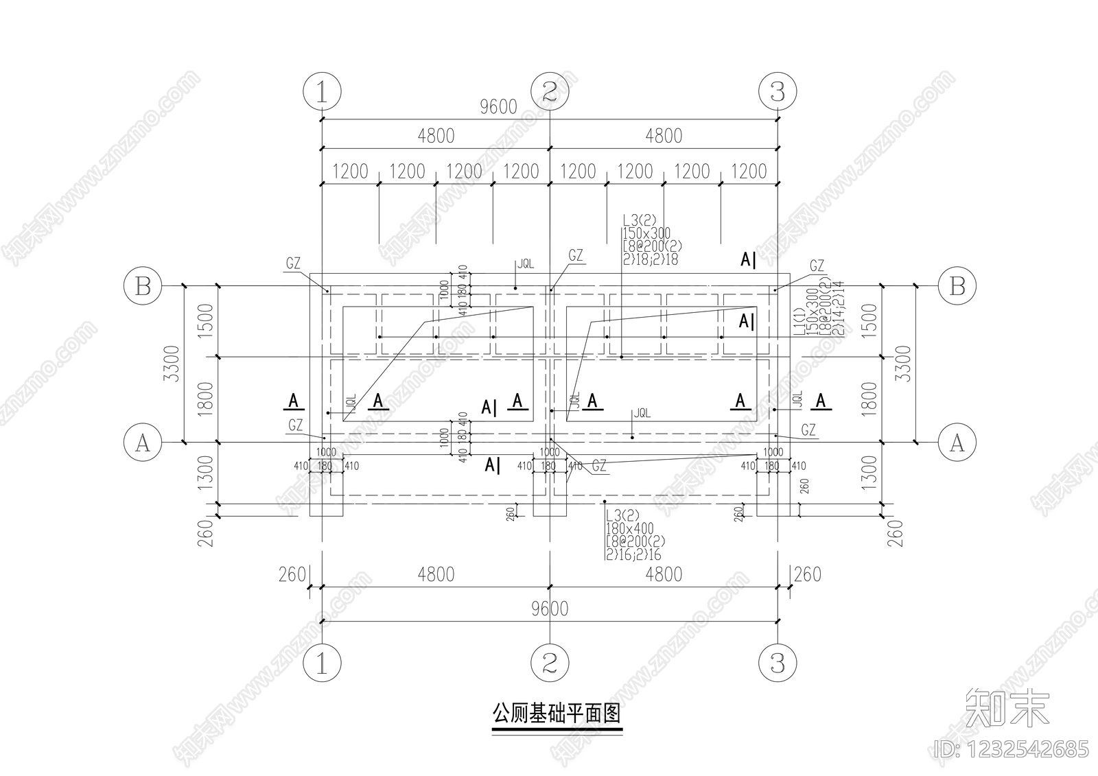 公厕cad施工图下载【ID:1232542685】