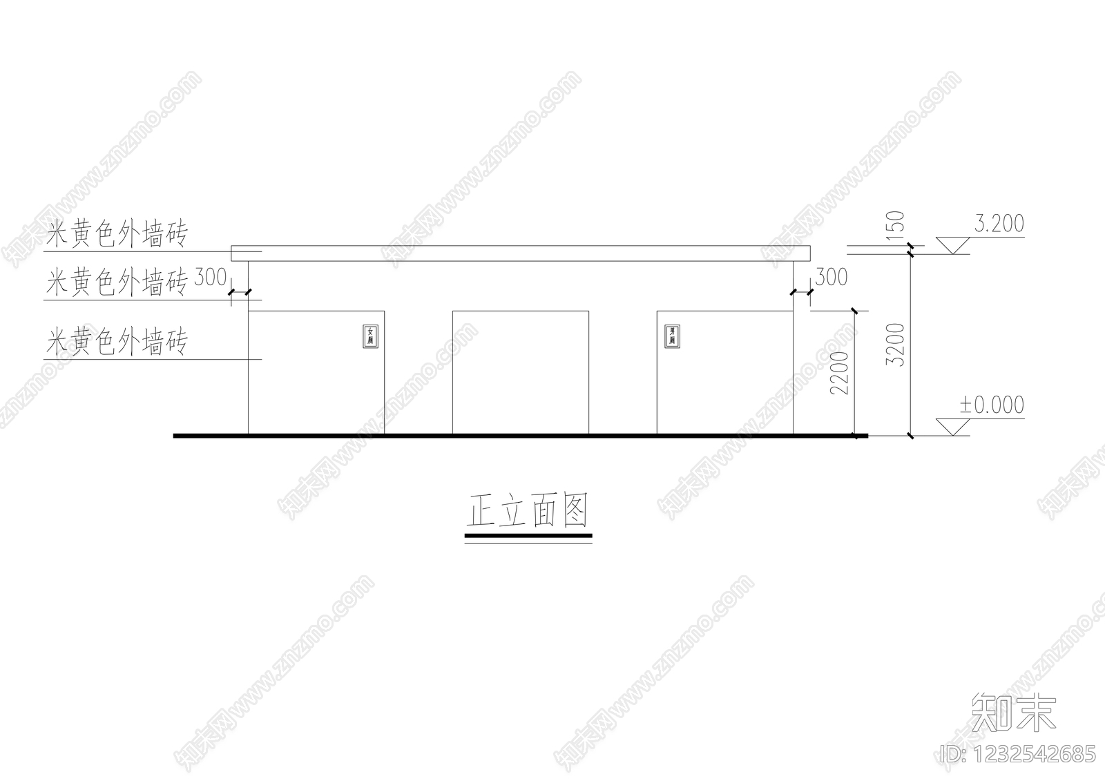 公厕cad施工图下载【ID:1232542685】