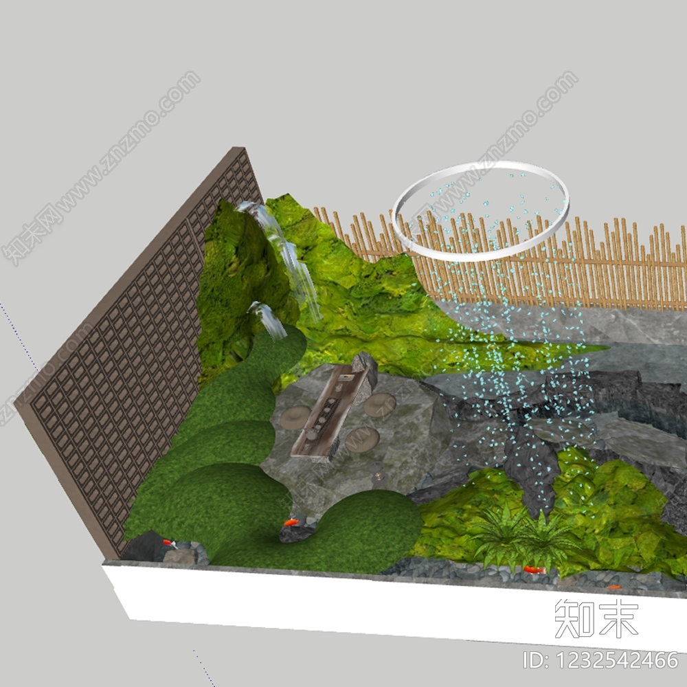 新中式景观商业综合体景观SU模型下载【ID:1232542466】