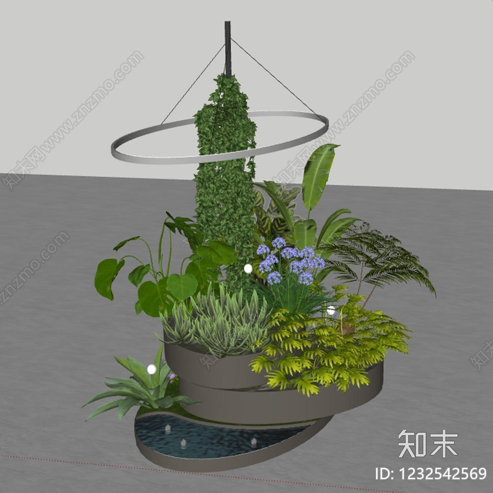 现代室内景观SU模型下载【ID:1232542569】