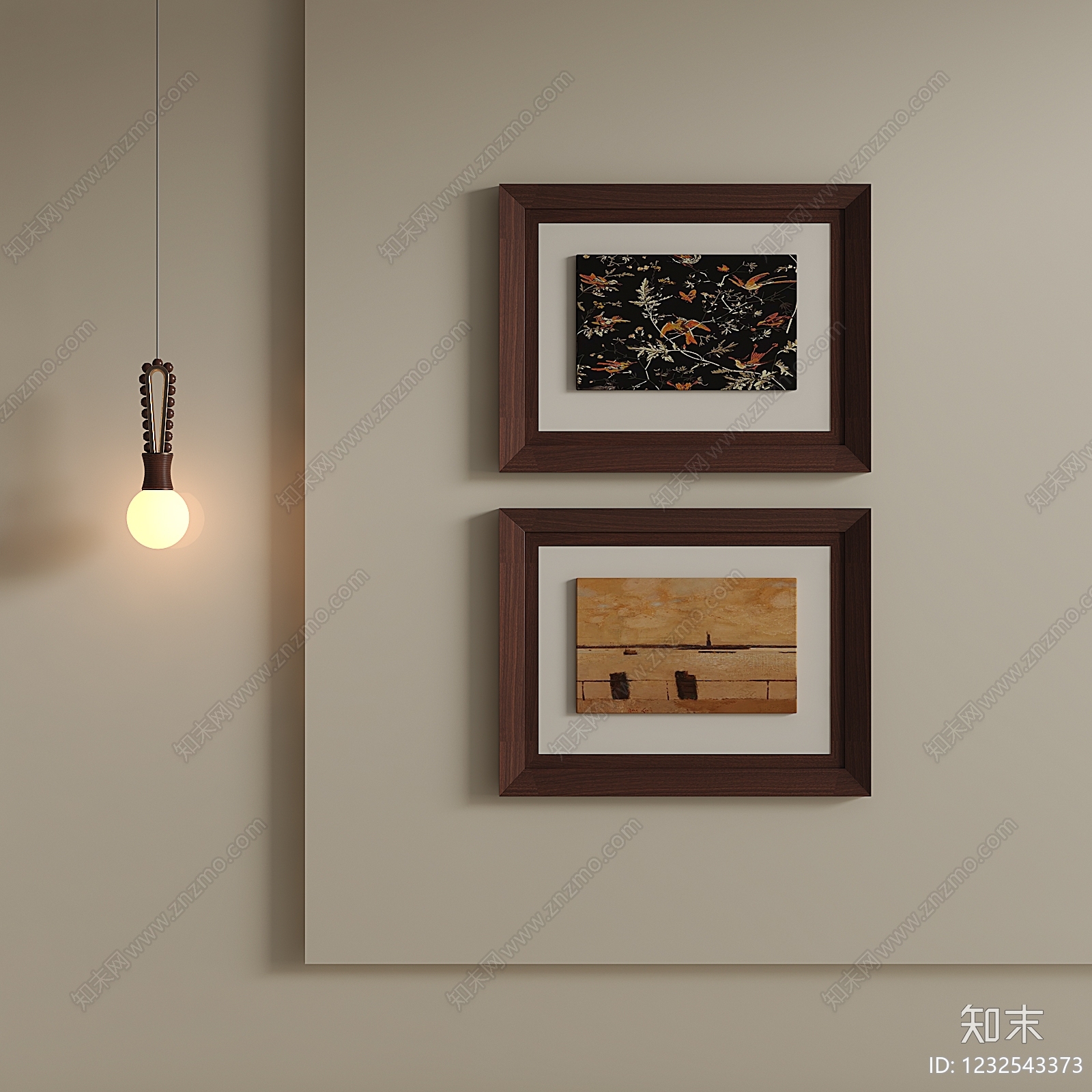 中古风挂画SU模型下载【ID:1232543373】