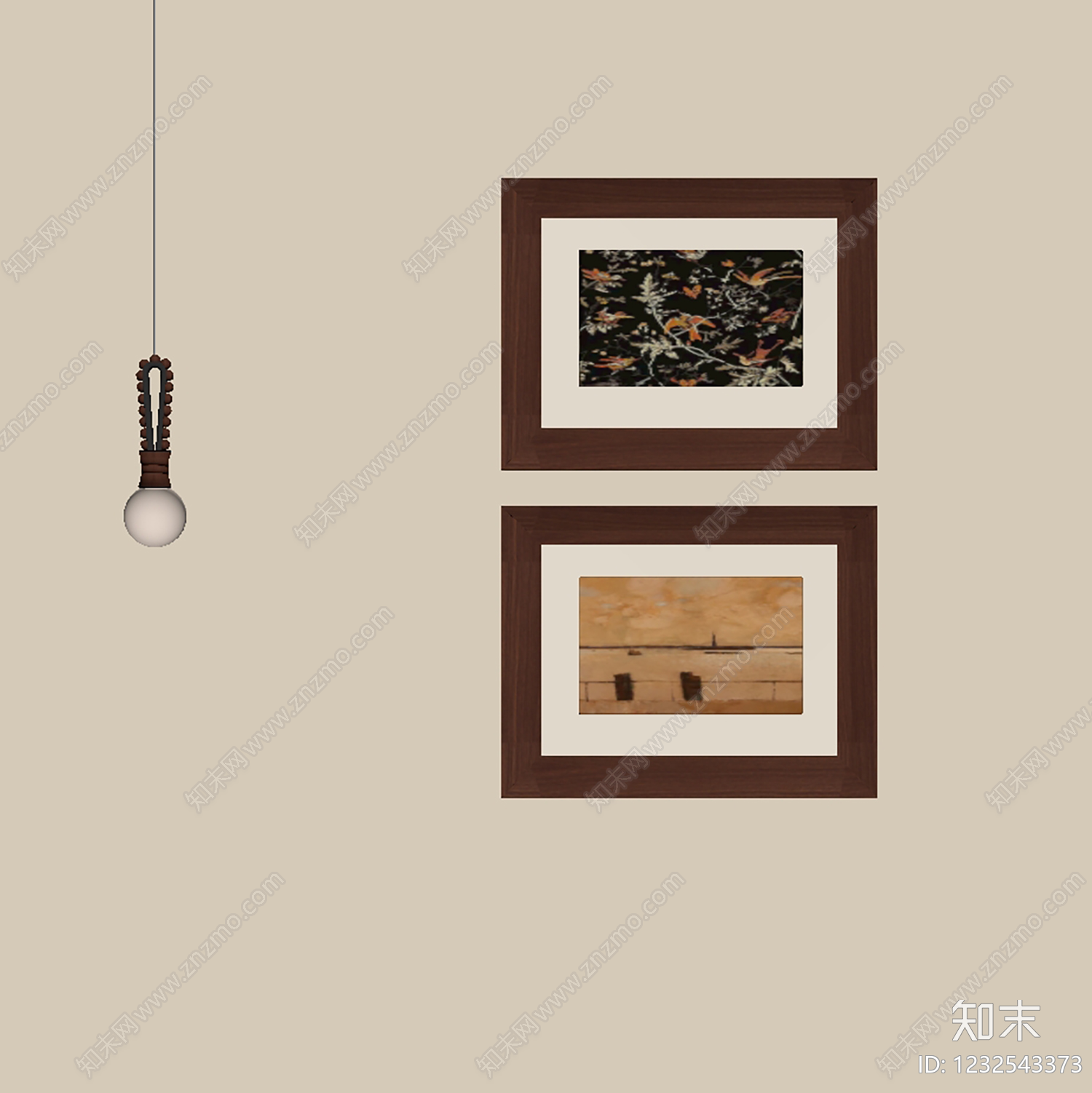 中古风挂画SU模型下载【ID:1232543373】