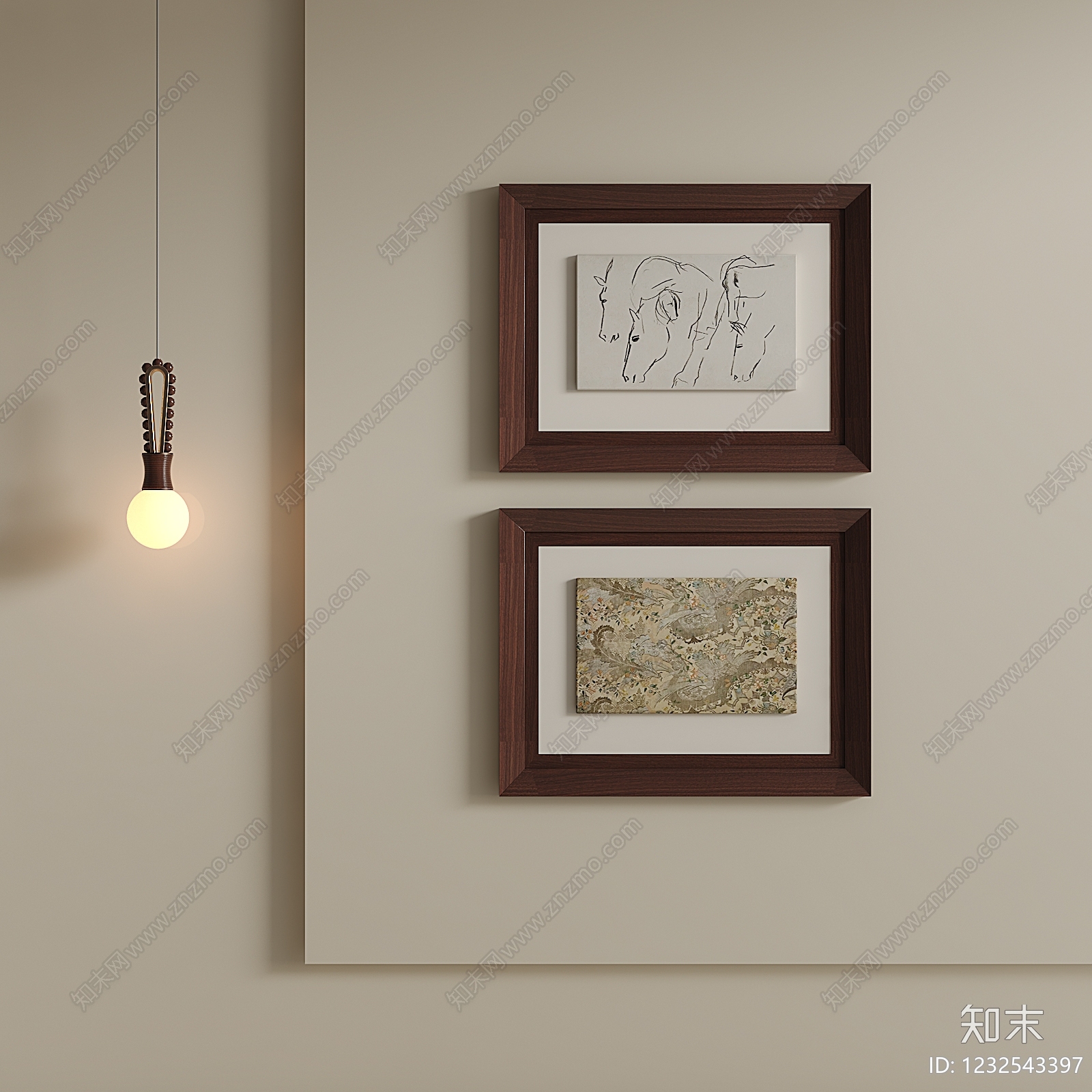 中古风挂画SU模型下载【ID:1232543397】