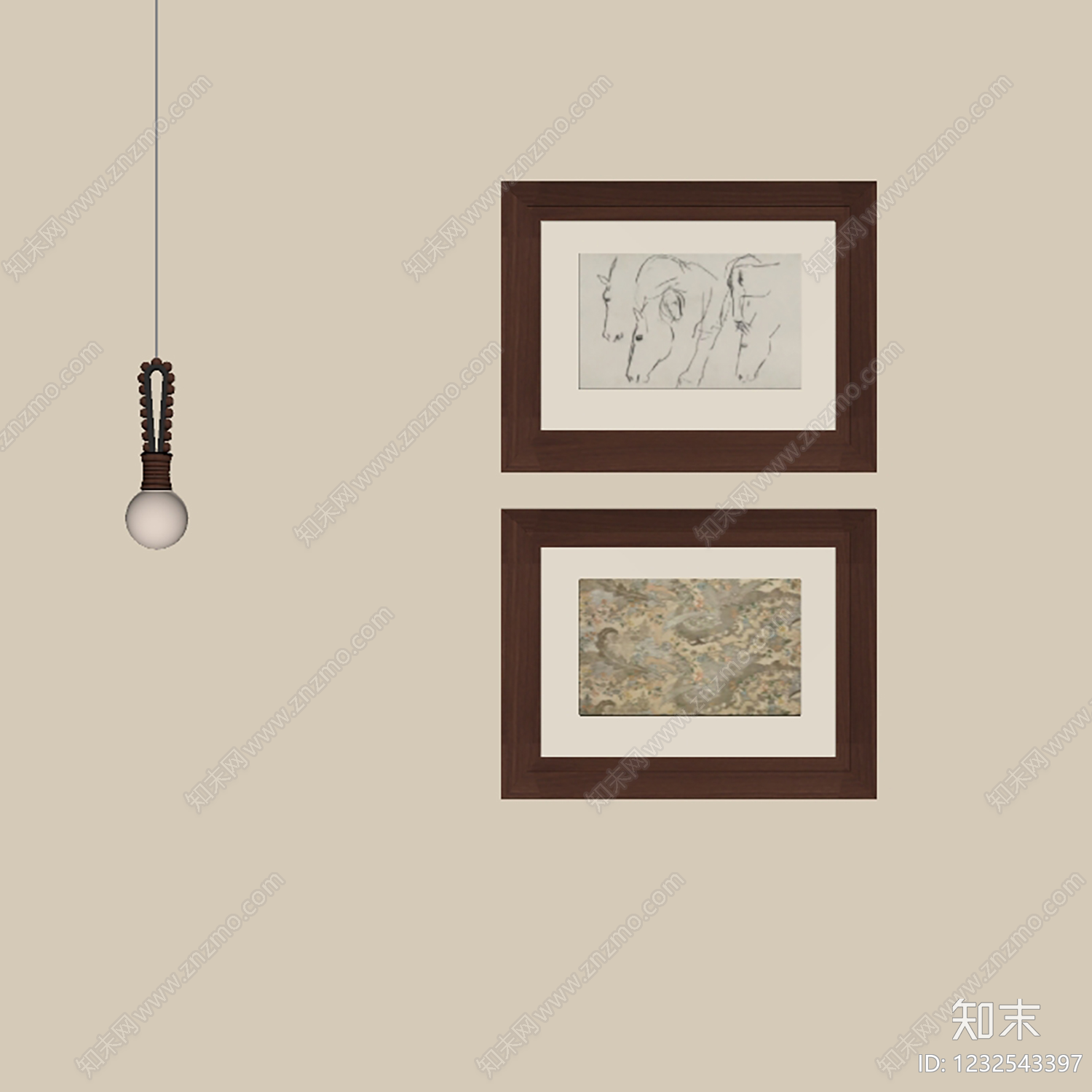 中古风挂画SU模型下载【ID:1232543397】