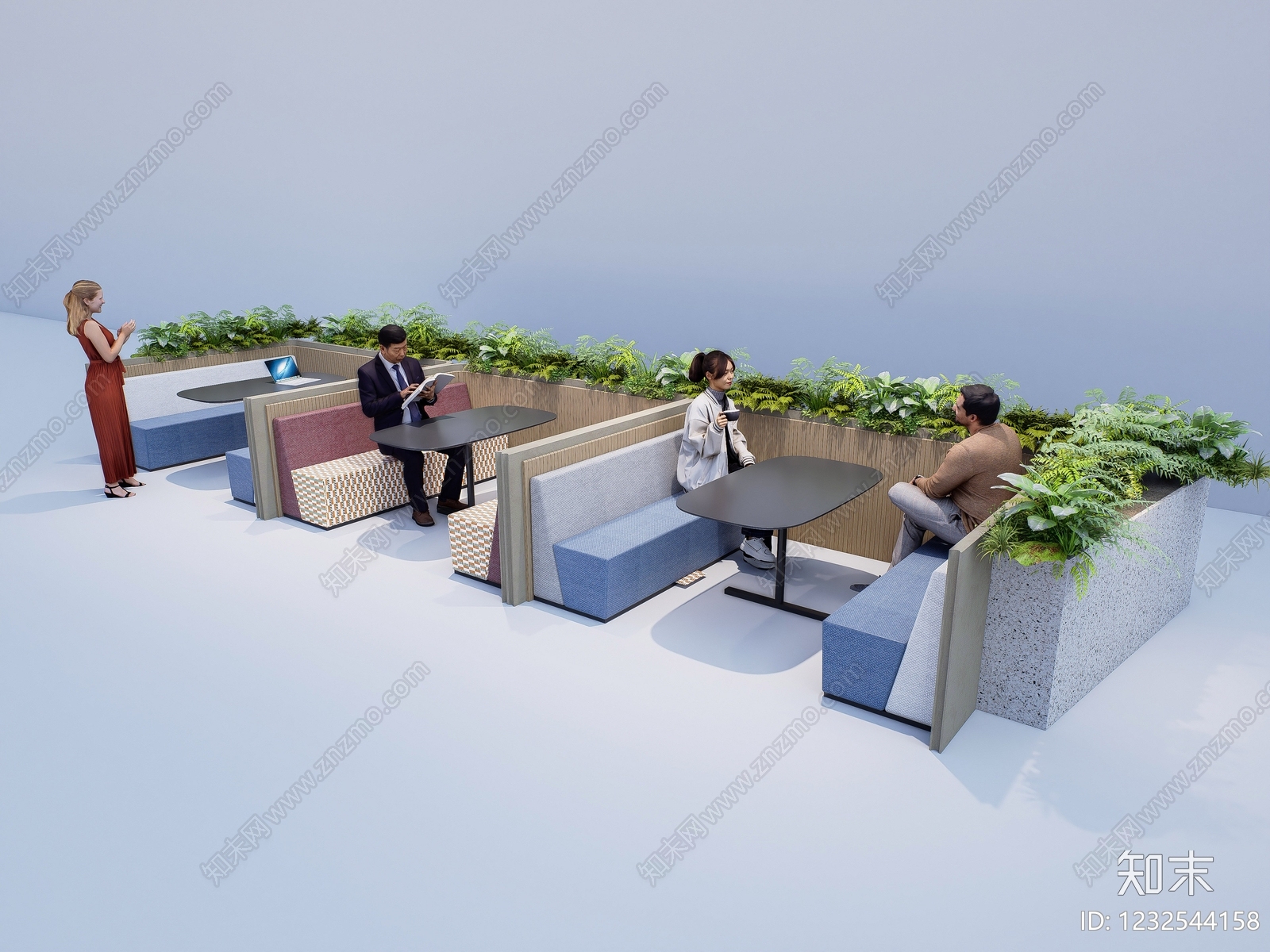 现代简约卡座沙发SU模型下载【ID:1232544158】
