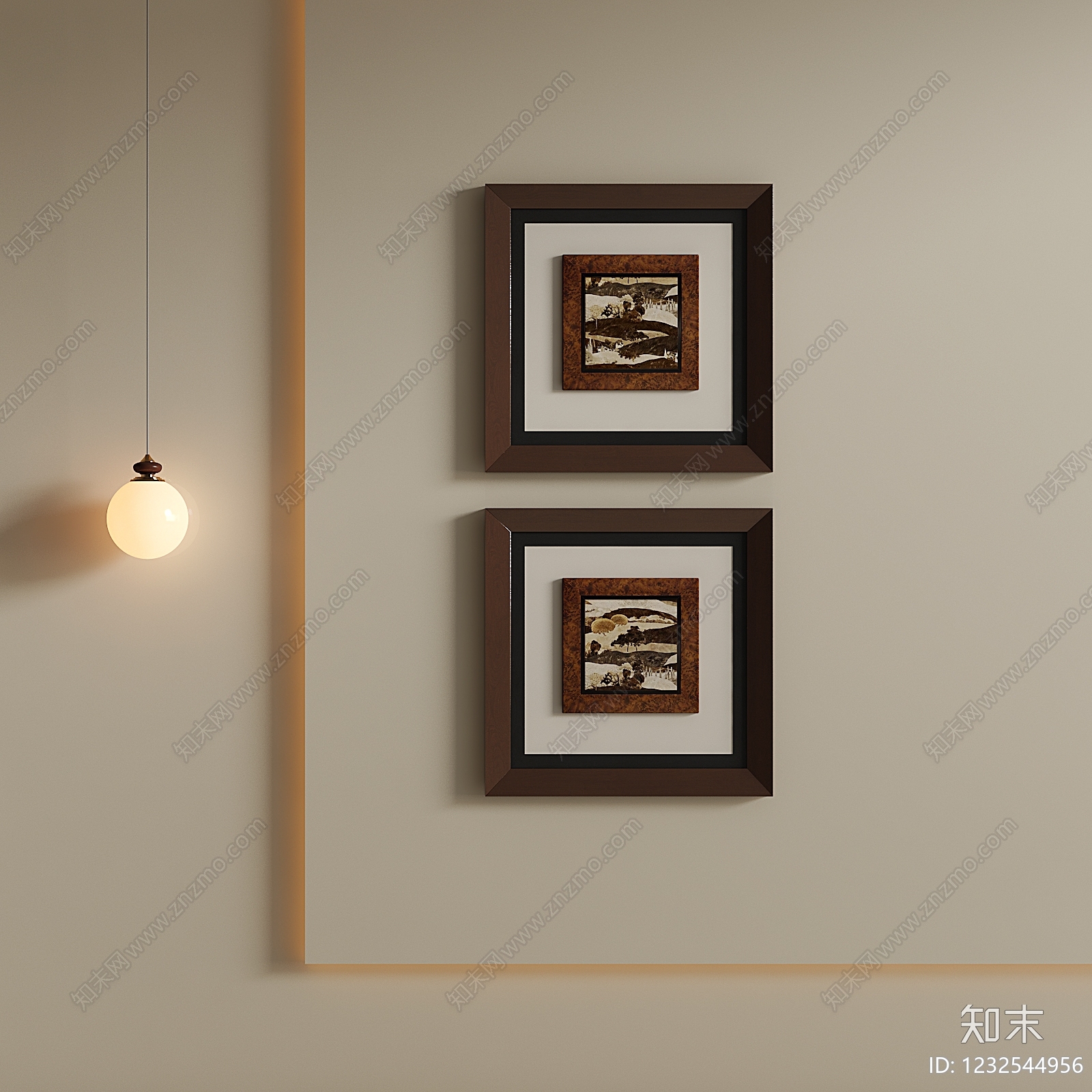 中古风挂画SU模型下载【ID:1232544956】