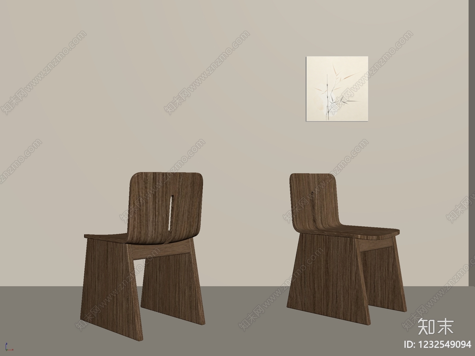 新中式餐椅SU模型下载【ID:1232549094】