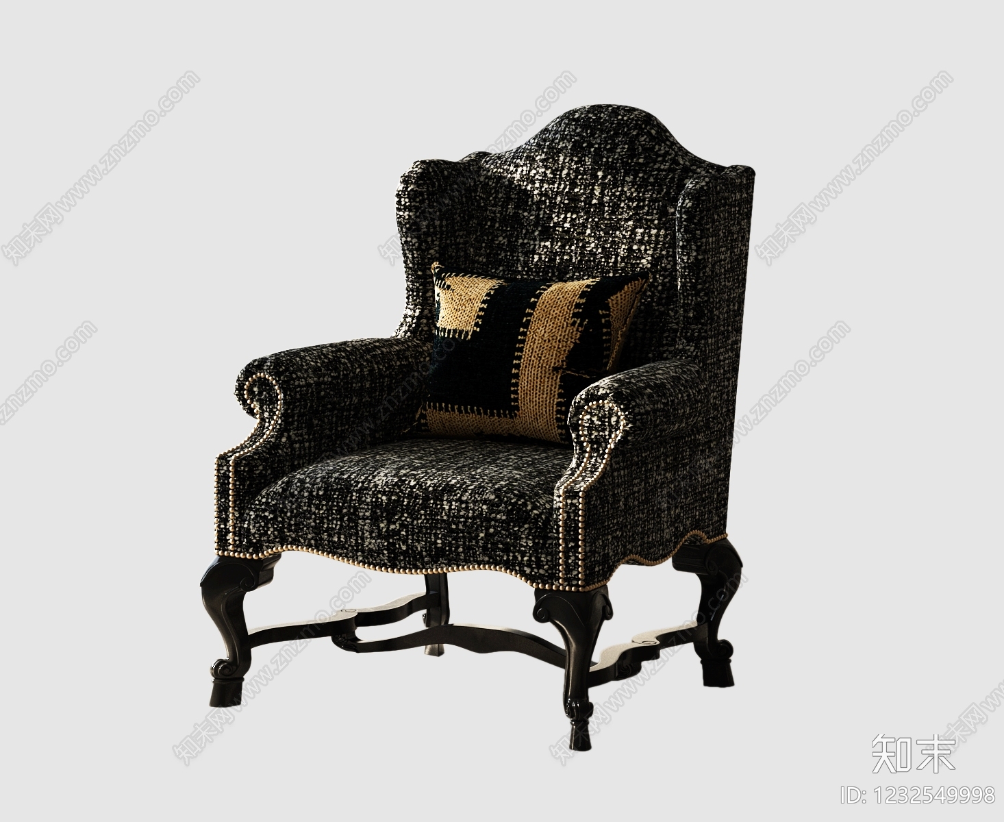 美式单人沙发3D模型下载【ID:1232549998】