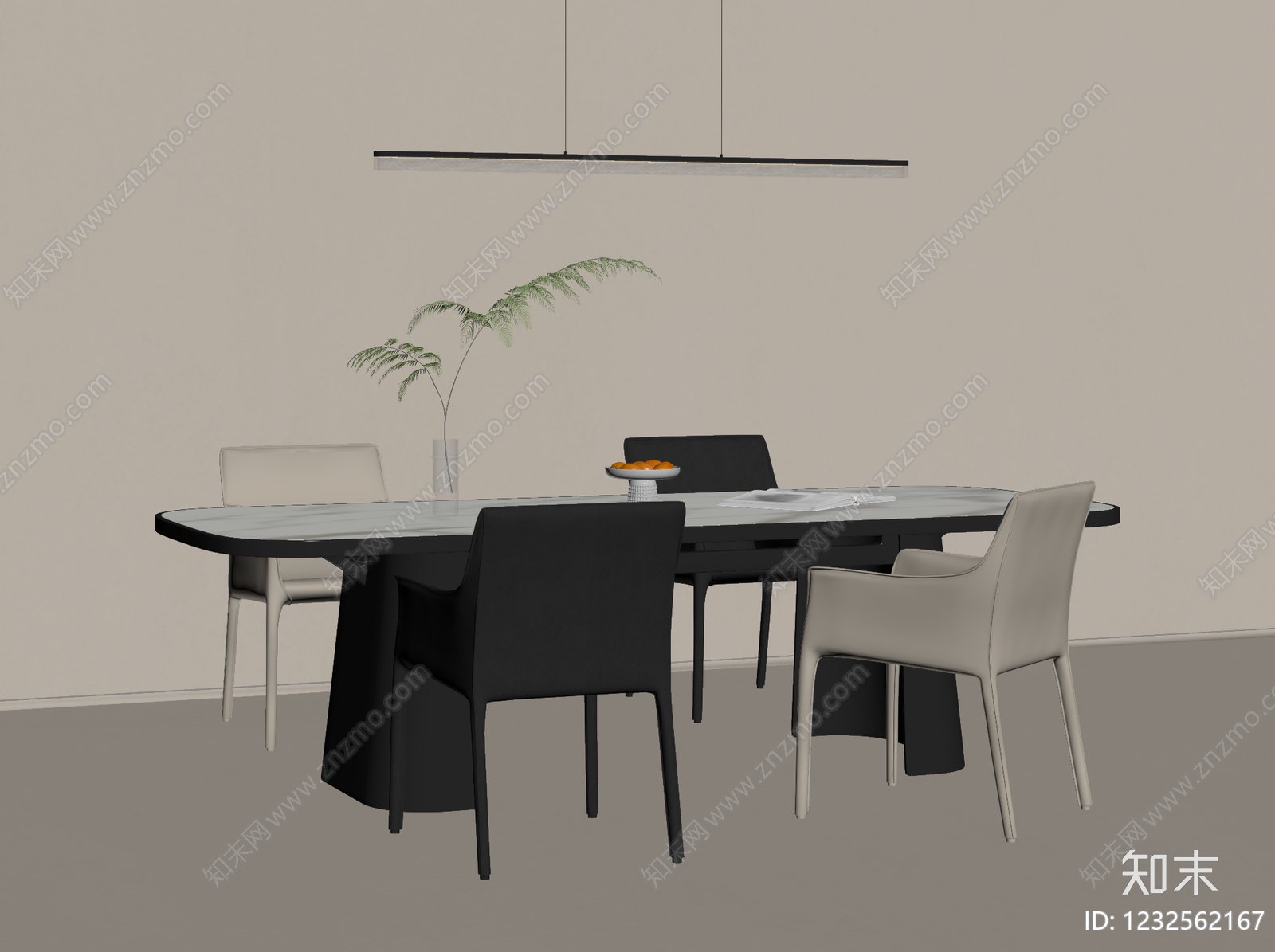 意式极简餐桌椅SU模型下载【ID:1232562167】