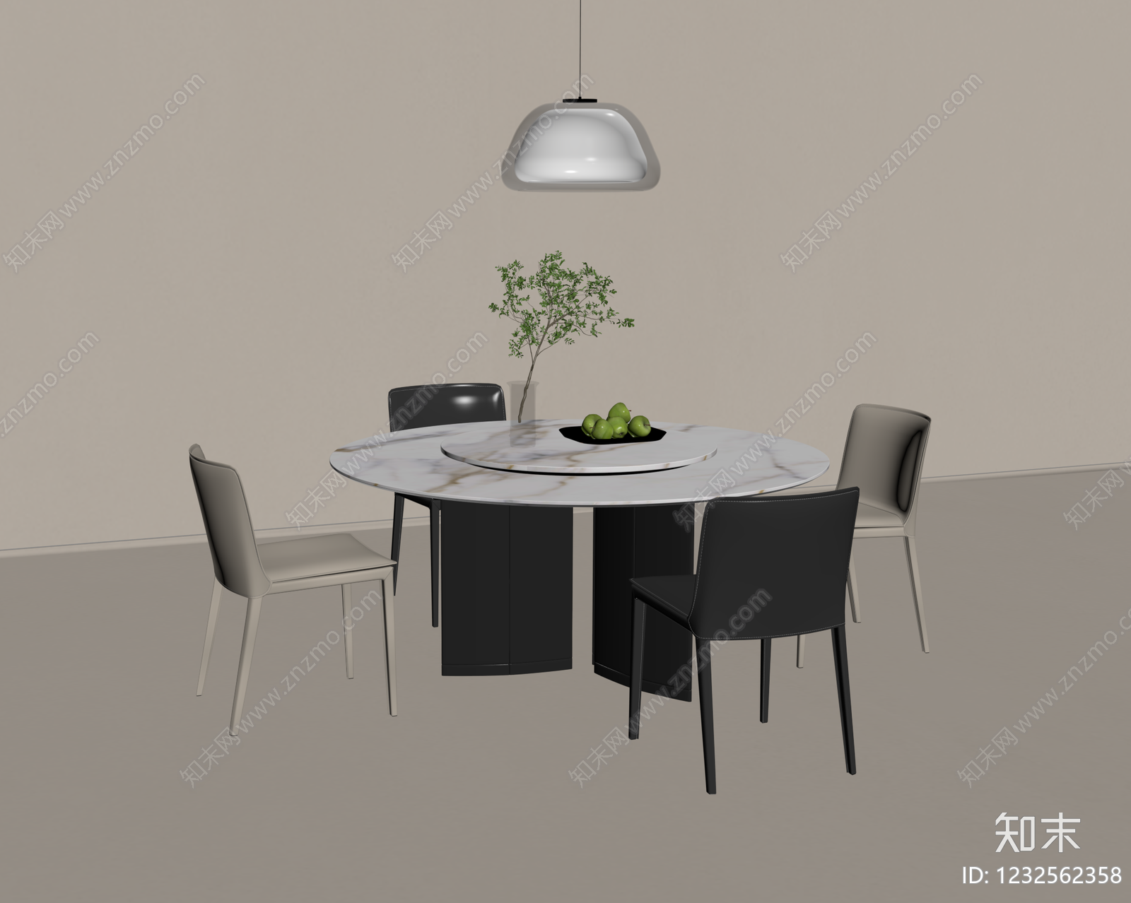 意式极简餐桌椅SU模型下载【ID:1232562358】