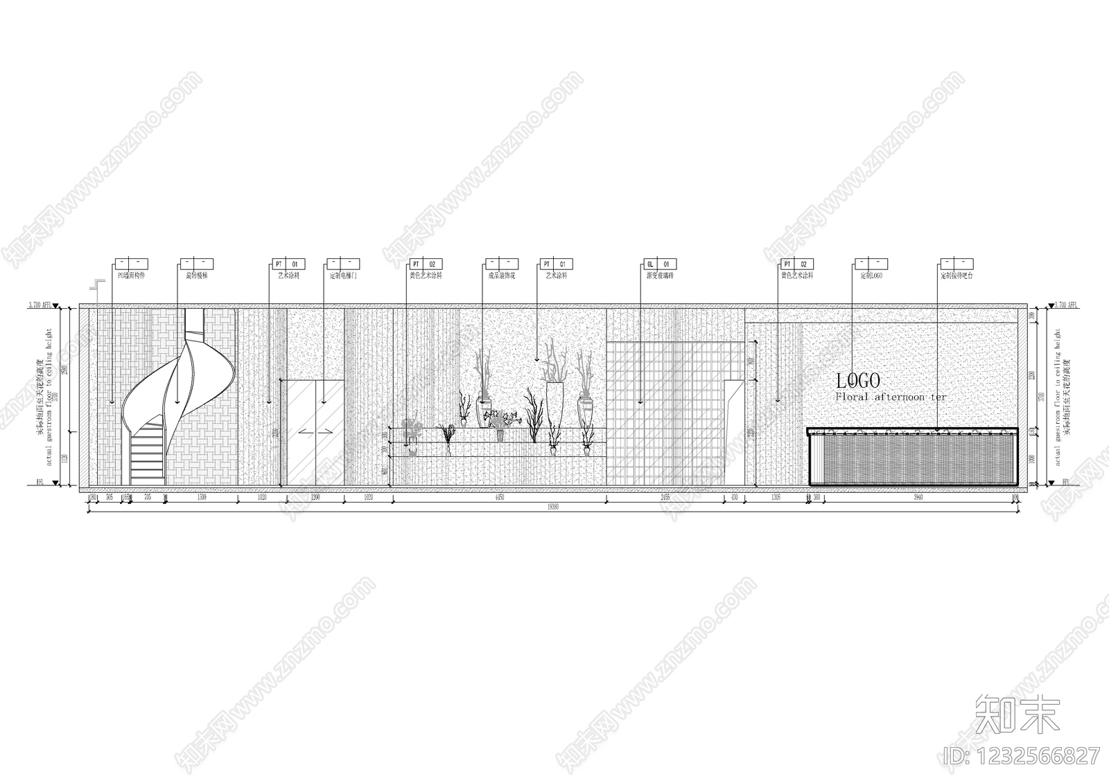 花店cad施工图下载【ID:1232566827】