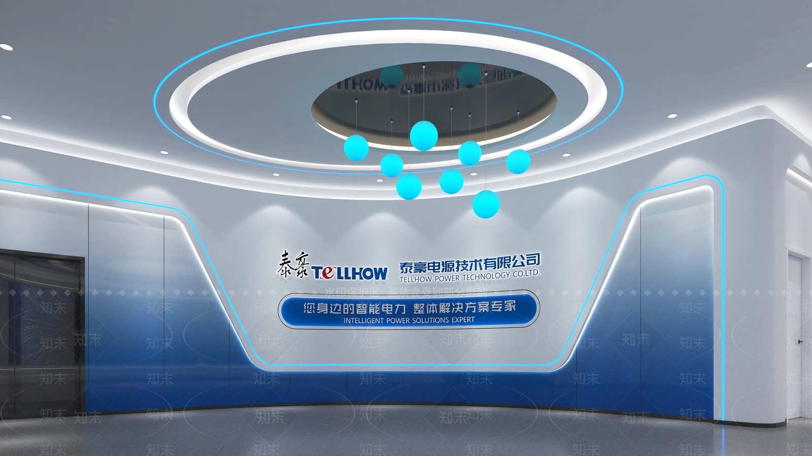 现代简约科技展厅3D模型渲染效果图