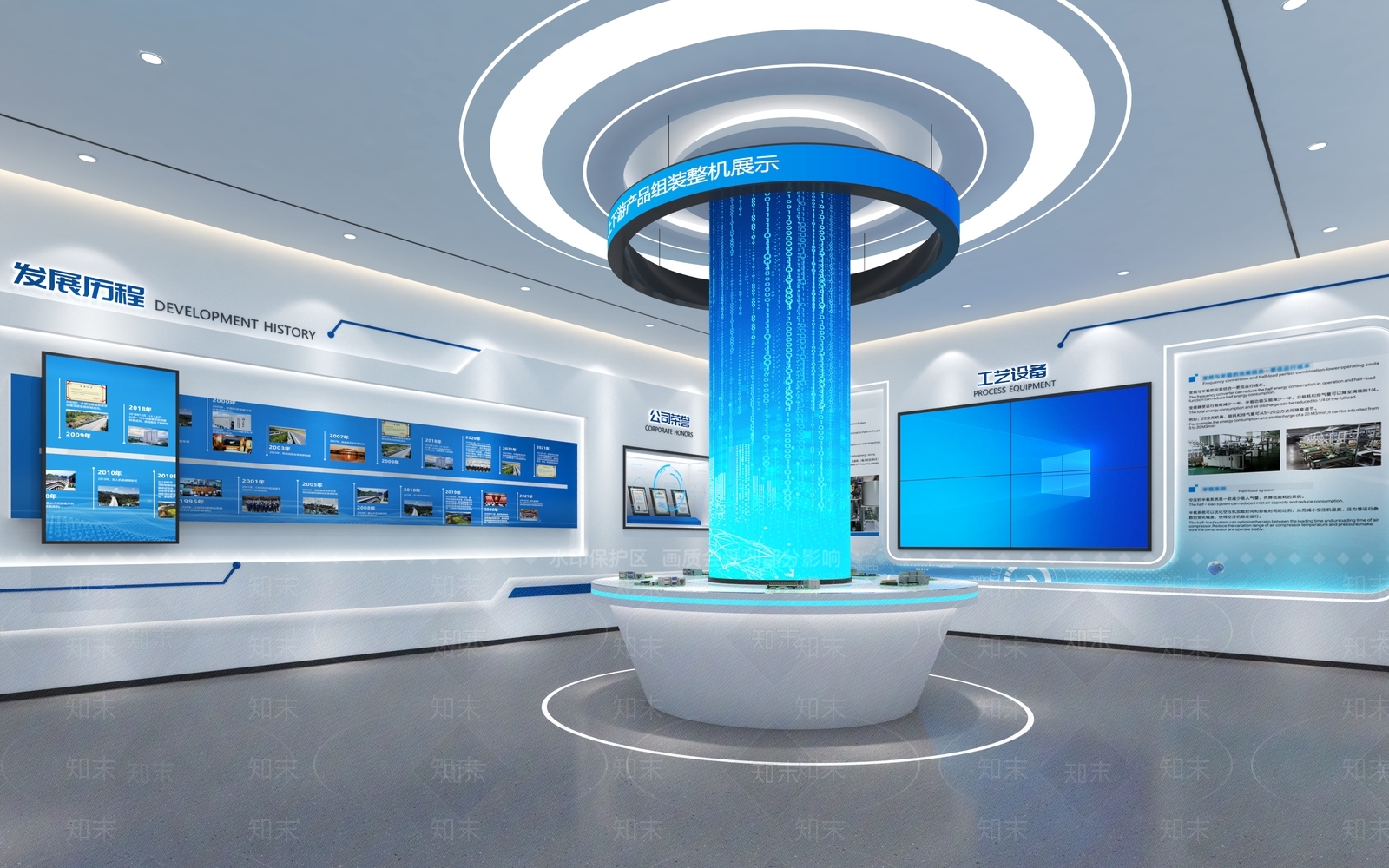 现代简约企业展厅3D模型渲染效果图